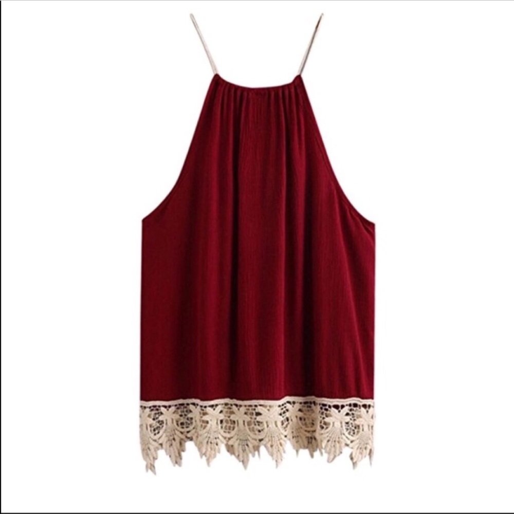Red Wine Tasseled Tank - Picture 2 of 3